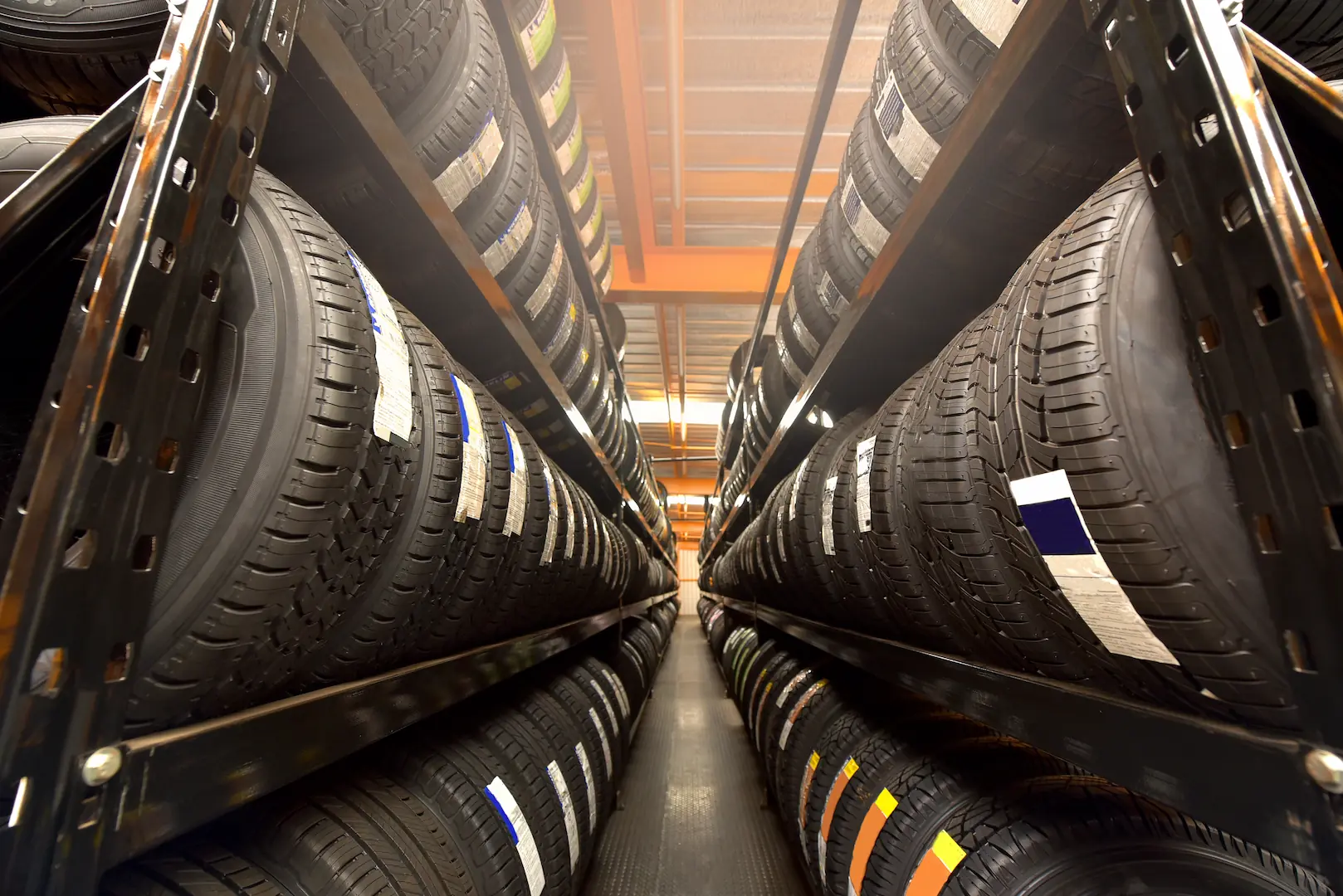 Close-up of new tire tread